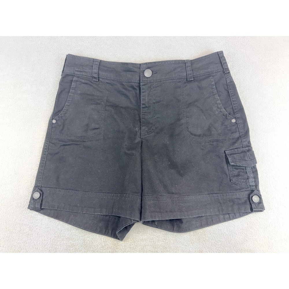 Gloria Vanderbilt Womens Black Cargo Shorts Size 10 Cotton‎ Spandex Utility